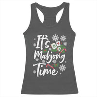 Funny Christmas Mahjong Racerback Tank Top It Is Mahjong Time Gambling Xmas Chinese Game - Wonder Print Shop