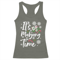 Funny Christmas Mahjong Racerback Tank Top It Is Mahjong Time Gambling Xmas Chinese Game - Wonder Print Shop