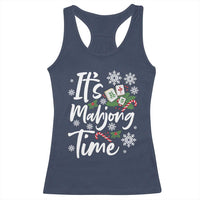 Funny Christmas Mahjong Racerback Tank Top It Is Mahjong Time Gambling Xmas Chinese Game - Wonder Print Shop