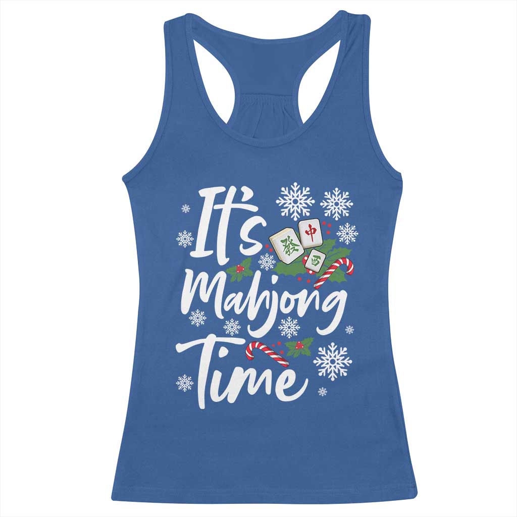 Funny Christmas Mahjong Racerback Tank Top It Is Mahjong Time Gambling Xmas Chinese Game - Wonder Print Shop