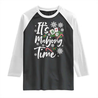 Funny Christmas Mahjong Raglan Shirt It Is Mahjong Time Gambling Xmas Chinese Game - Wonder Print Shop