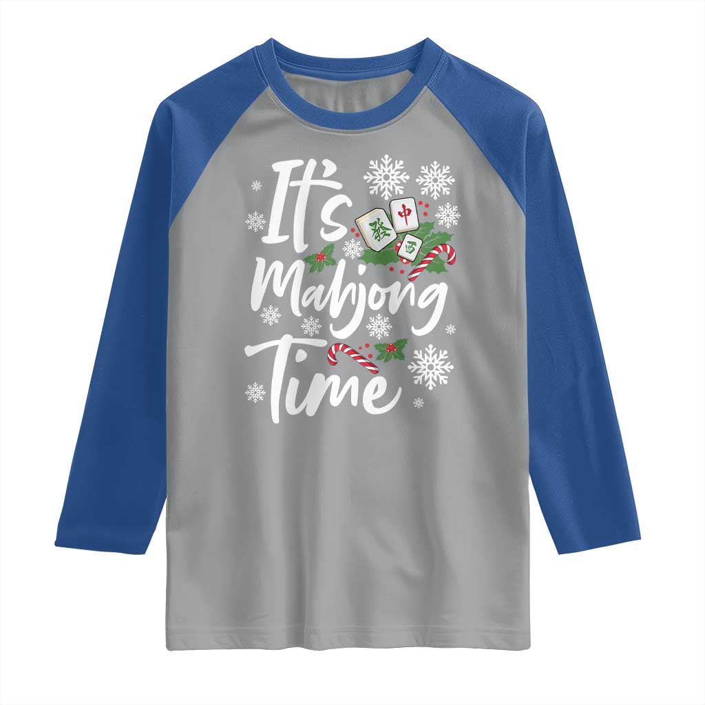 Funny Christmas Mahjong Raglan Shirt It Is Mahjong Time Gambling Xmas Chinese Game - Wonder Print Shop
