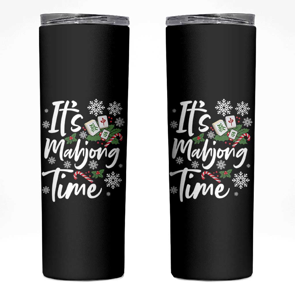 Funny Christmas Mahjong Skinny Tumbler It Is Mahjong Time Gambling Xmas Chinese Game - Wonder Print Shop