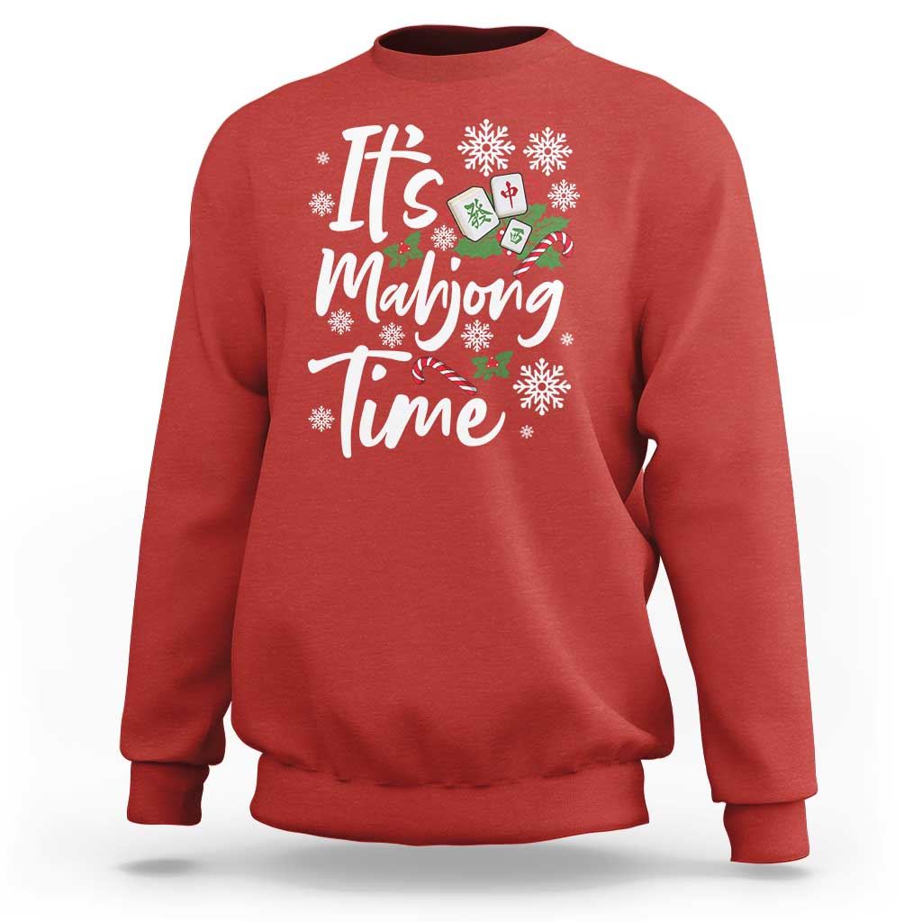 Funny Christmas Mahjong Sweatshirt It Is Mahjong Time Gambling Xmas Chinese Game - Wonder Print Shop