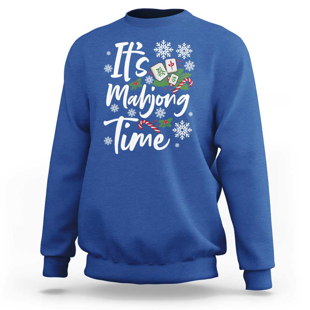 Funny Christmas Mahjong Sweatshirt It Is Mahjong Time Gambling Xmas Chinese Game - Wonder Print Shop
