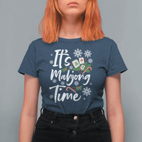 Funny Christmas Mahjong T Shirt For Women It Is Mahjong Time Gambling Xmas Chinese Game - Wonder Print Shop