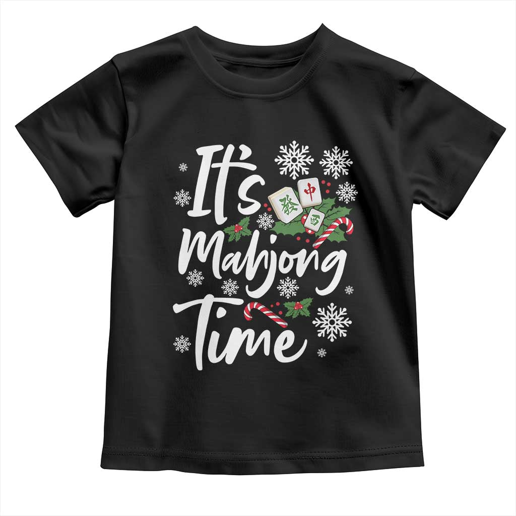 Funny Christmas Mahjong Toddler T Shirt It Is Mahjong Time Gambling Xmas Chinese Game - Wonder Print Shop
