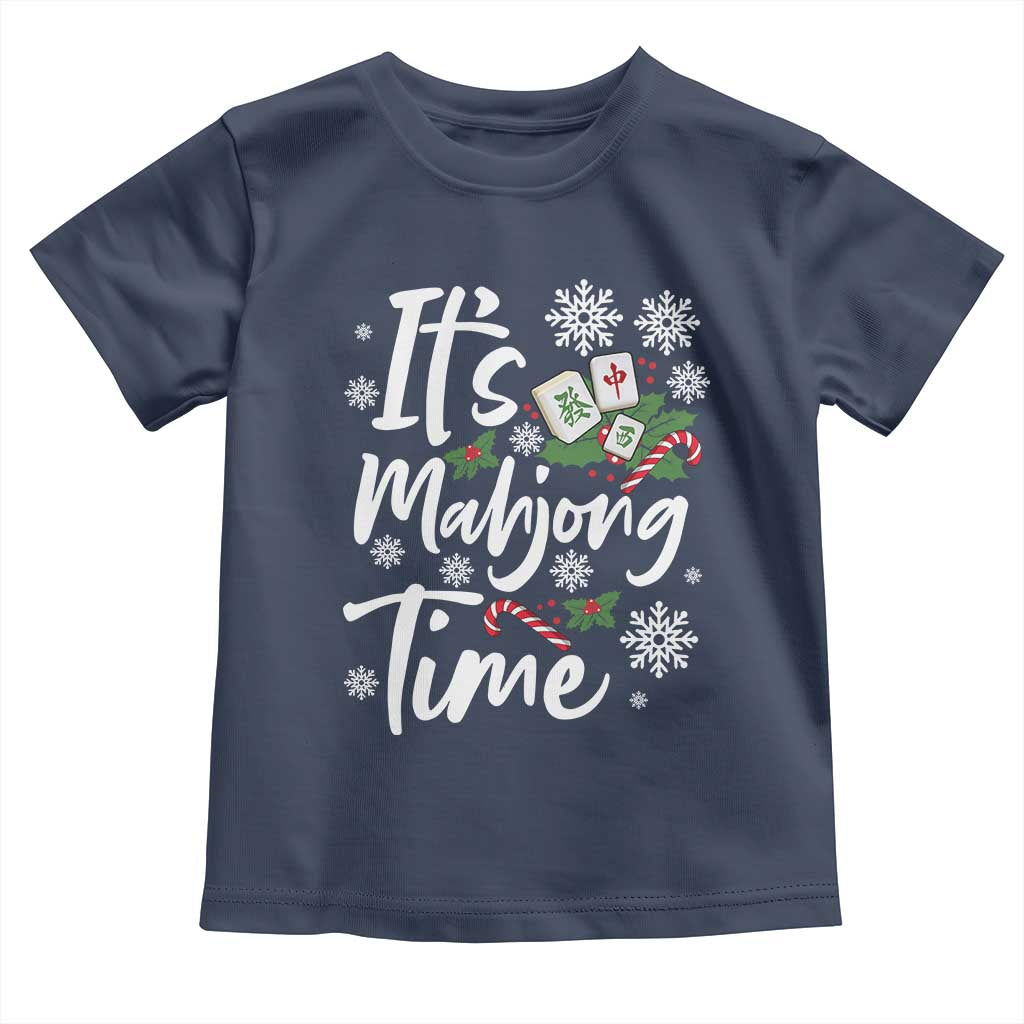 Funny Christmas Mahjong Toddler T Shirt It Is Mahjong Time Gambling Xmas Chinese Game - Wonder Print Shop