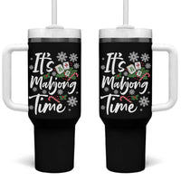 Funny Christmas Mahjong Tumbler With Handle It Is Mahjong Time Gambling Xmas Chinese Game - Wonder Print Shop