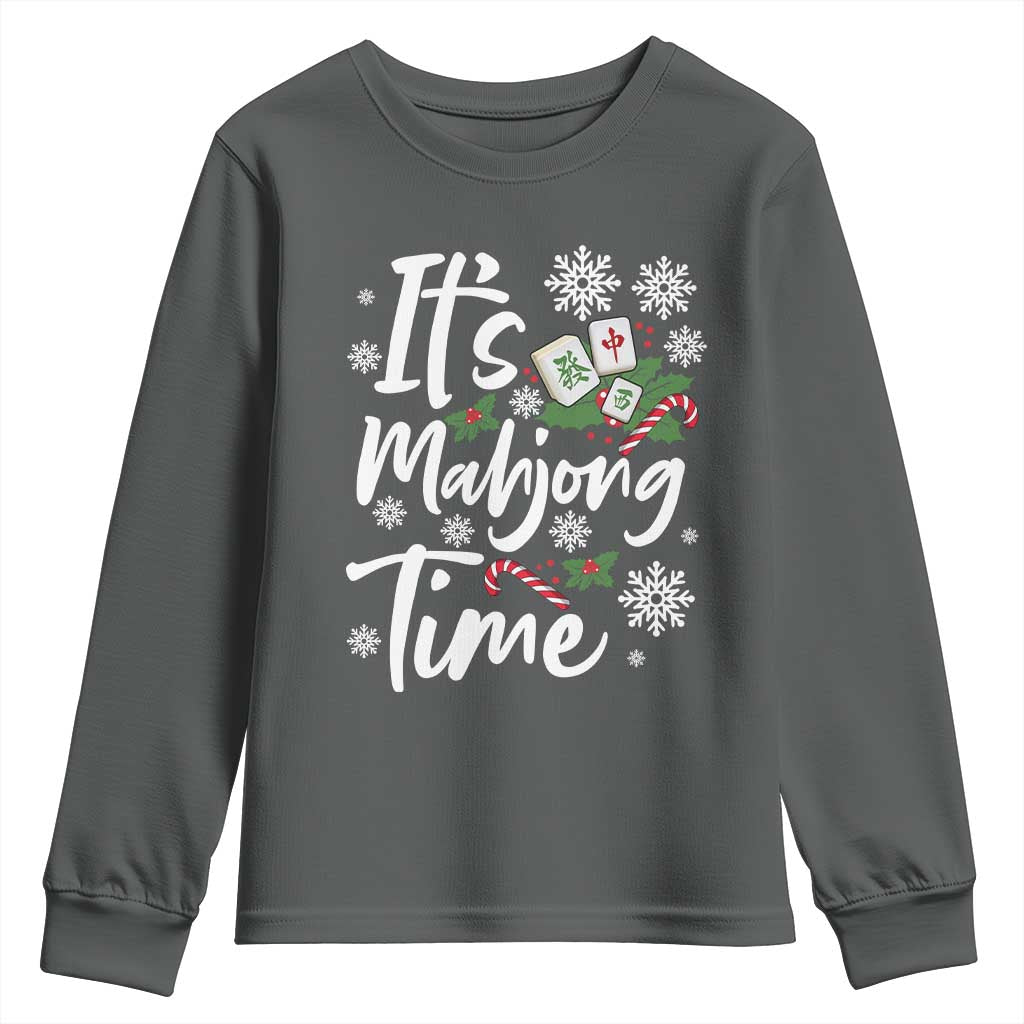 Funny Christmas Mahjong Youth Sweatshirt It Is Mahjong Time Gambling Xmas Chinese Game - Wonder Print Shop