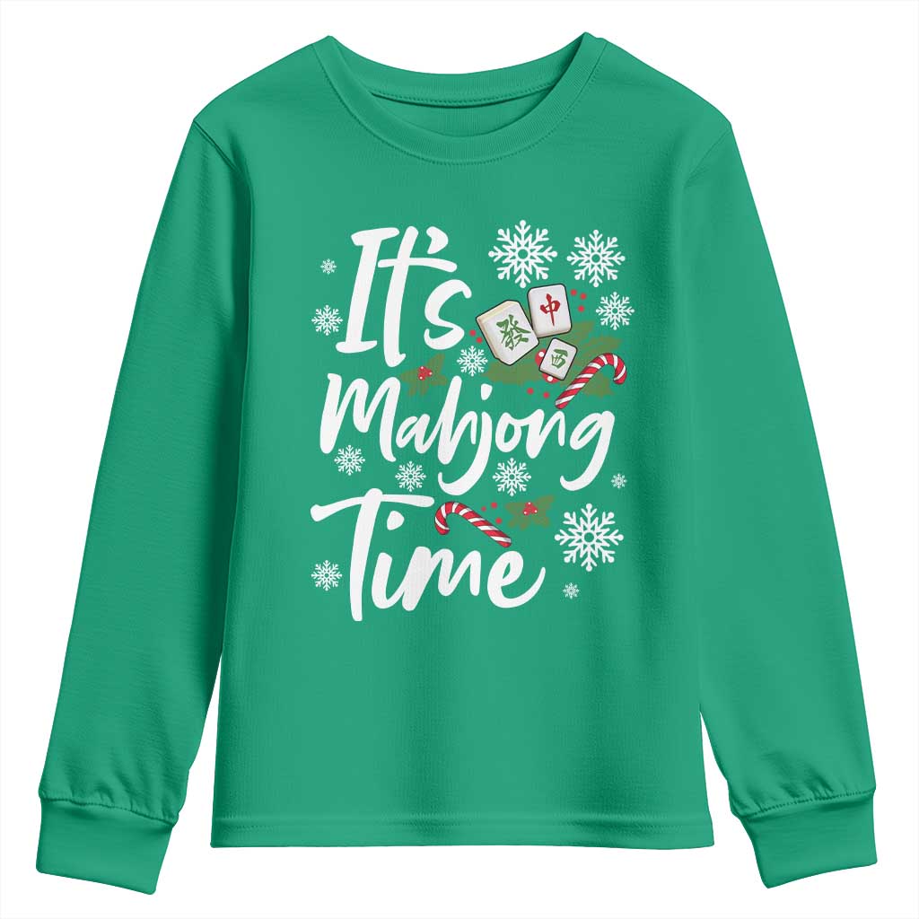 Funny Christmas Mahjong Youth Sweatshirt It Is Mahjong Time Gambling Xmas Chinese Game - Wonder Print Shop