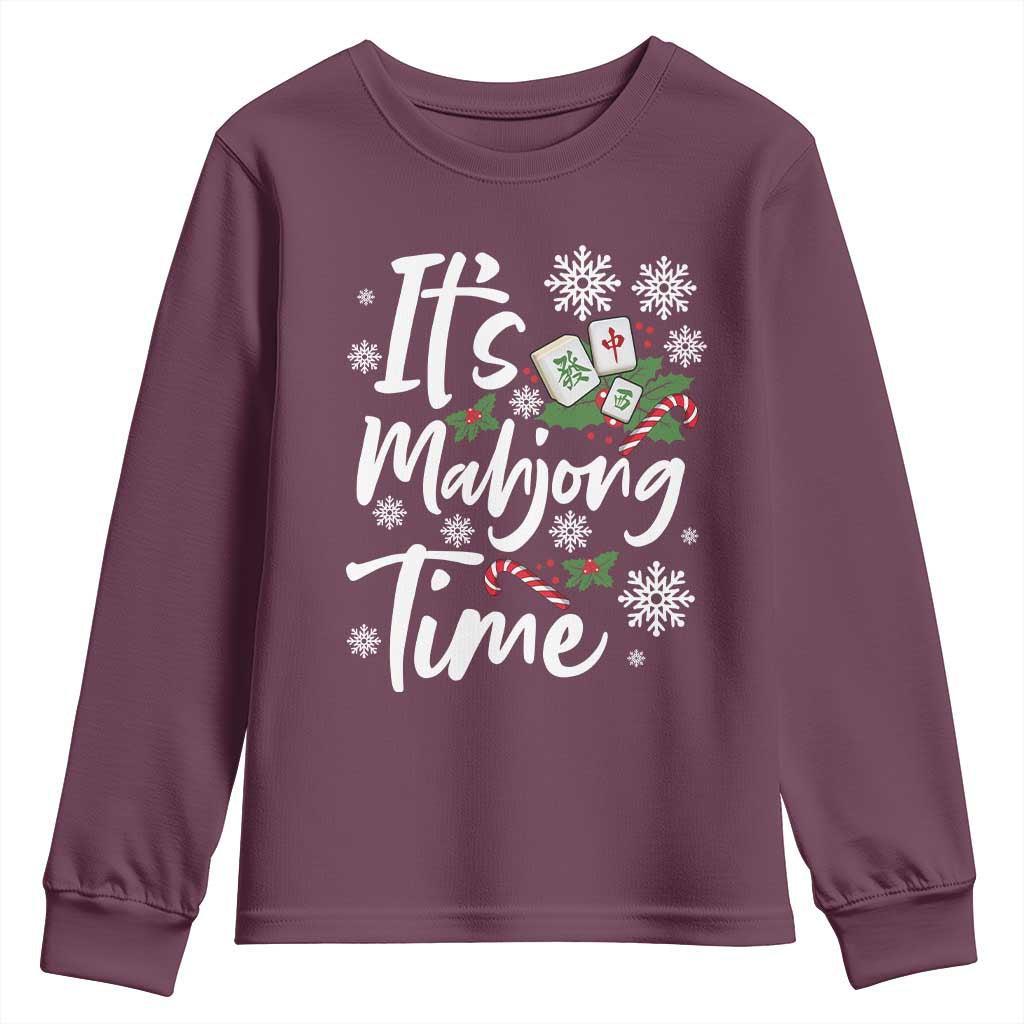 Funny Christmas Mahjong Youth Sweatshirt It Is Mahjong Time Gambling Xmas Chinese Game - Wonder Print Shop