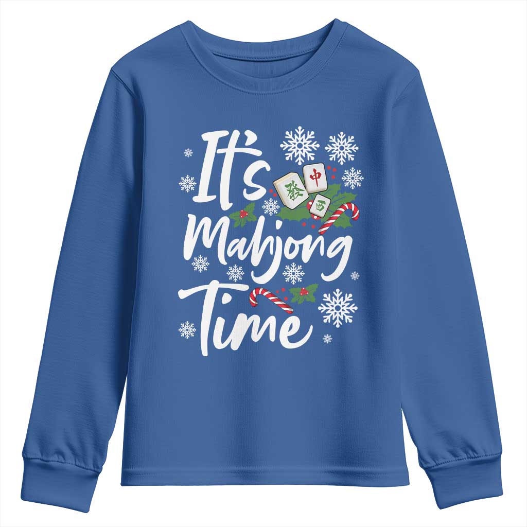 Funny Christmas Mahjong Youth Sweatshirt It Is Mahjong Time Gambling Xmas Chinese Game - Wonder Print Shop