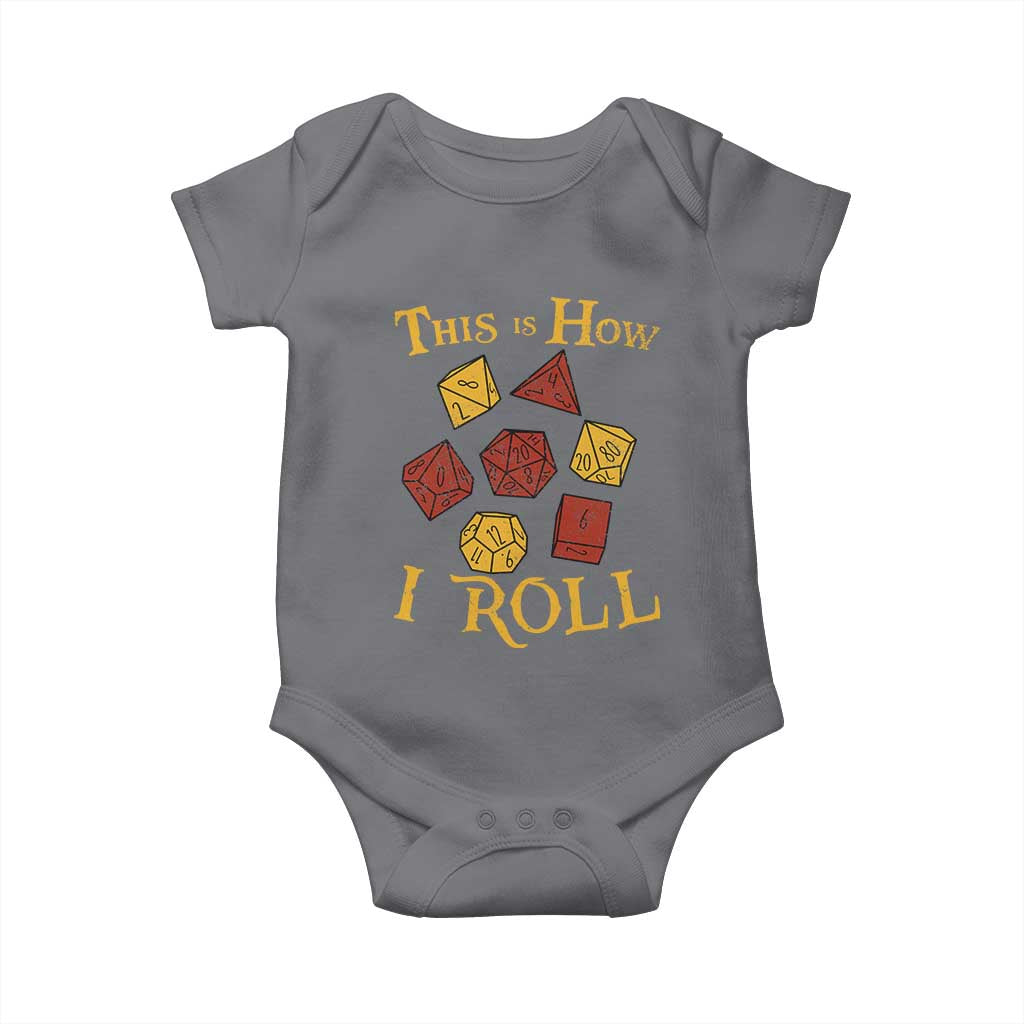Funny RPG Tabletop Dice Baby Onesie This Is How I Roll Vintage D20