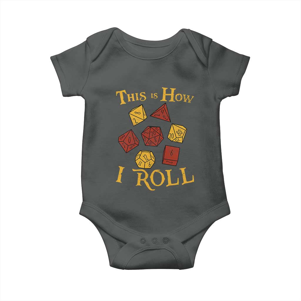 Funny RPG Tabletop Dice Baby Onesie This Is How I Roll Vintage D20