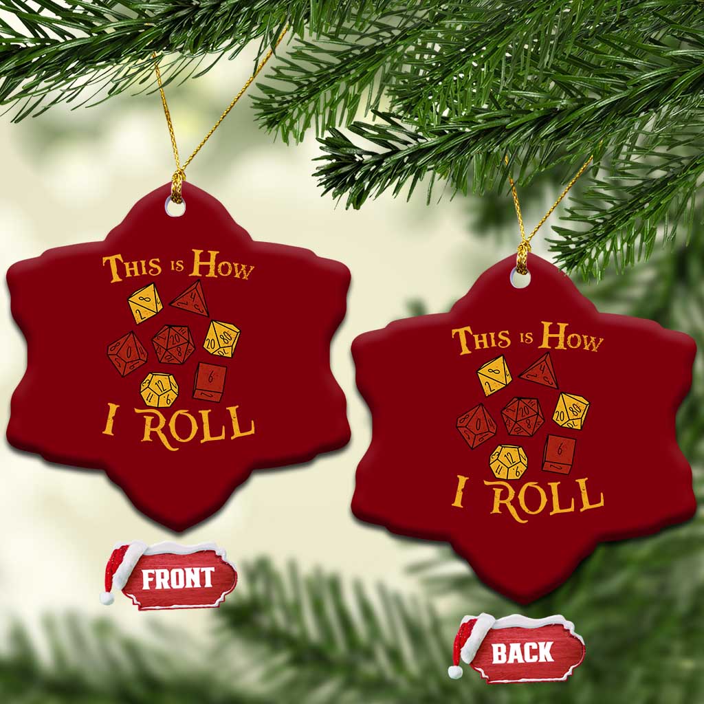 Funny RPG Tabletop Dice Ceramic Ornament This Is How I Roll Vintage D20