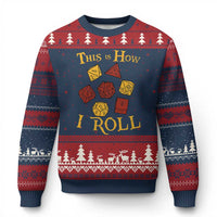 Funny RPG Tabletop Dice Ugly Christmas Sweater This Is How I Roll Vintage D20