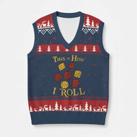 Funny RPG Tabletop Dice V-Neck Knit Sweater Vest This Is How I Roll Vintage D20
