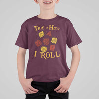 Funny RPG Tabletop Dice T Shirt For Kid This Is How I Roll Vintage D20