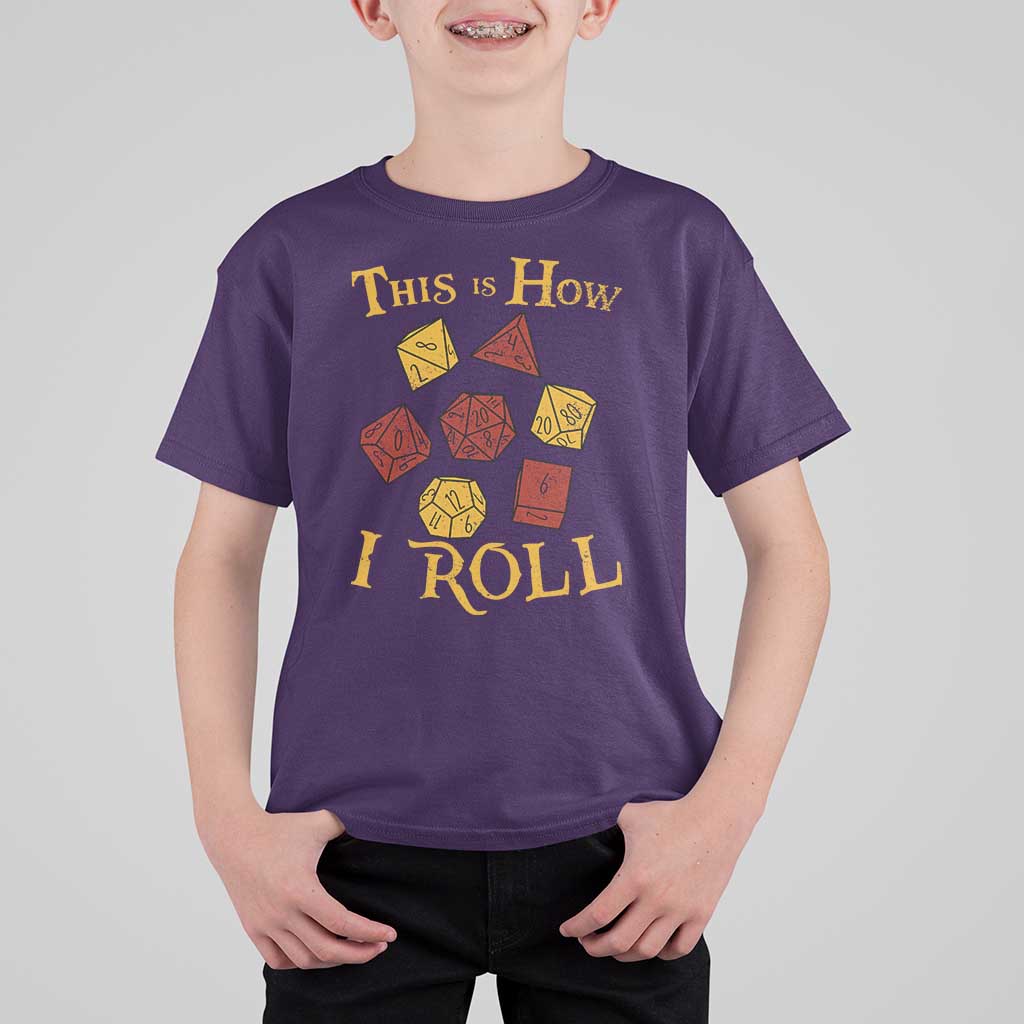 Funny RPG Tabletop Dice T Shirt For Kid This Is How I Roll Vintage D20
