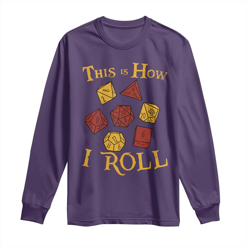 Funny RPG Tabletop Dice Long Sleeve Shirt This Is How I Roll Vintage D20
