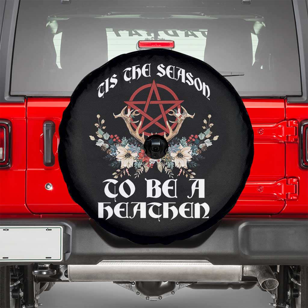 Tis The Season To Be The Heathen Spare Tire Cover Pagan Christmas Yule Holiday Pentagram - Wonder Print Shop