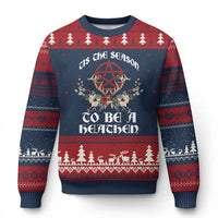 Tis The Season To Be The Heathen Ugly Christmas Sweater Pagan Xmas Yule Holiday Pentagram - Wonder Print Shop