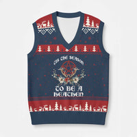 Tis The Season To Be The Heathen V-Neck Knit Sweater Vest Pagan Xmas Yule Holiday Pentagram - Wonder Print Shop