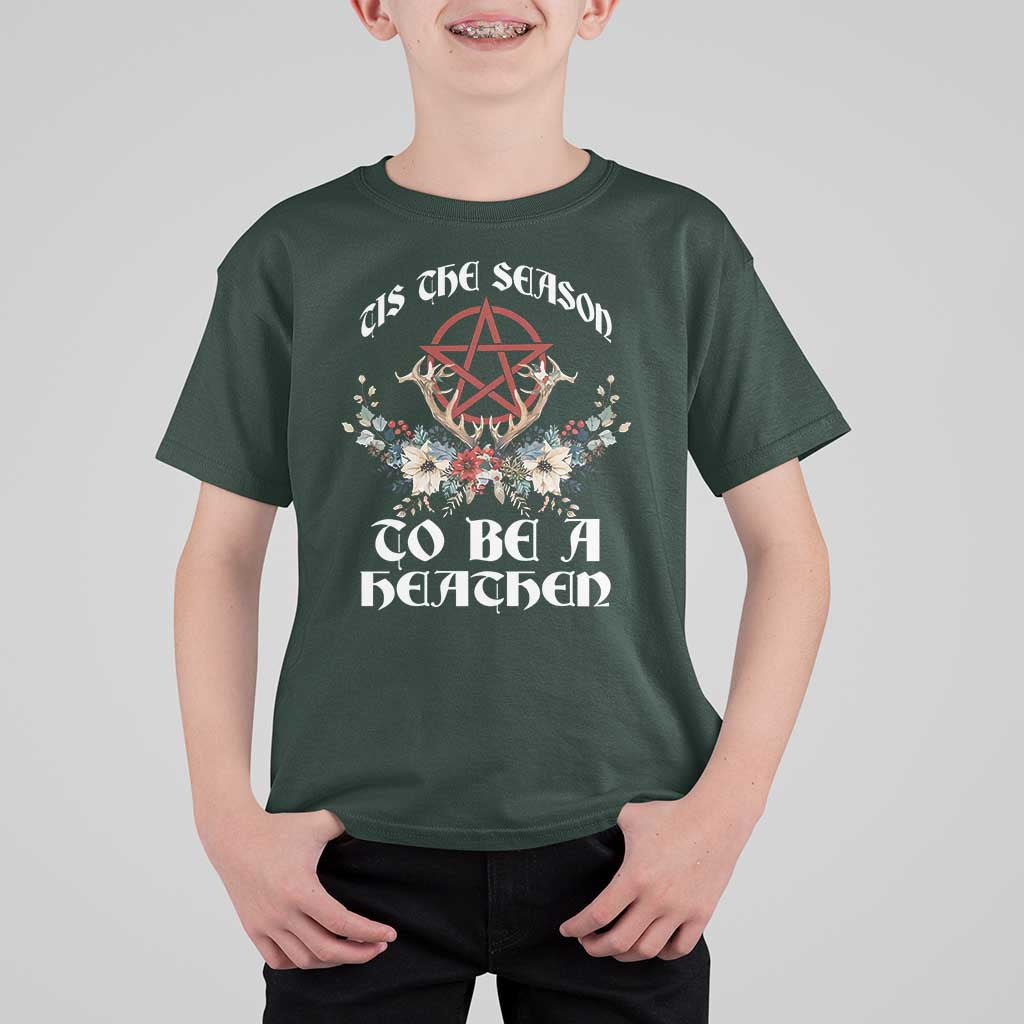 Tis The Season To Be The Heathen T Shirt For Kid Pagan Christmas Yule Holiday Pentagram - Wonder Print Shop