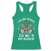 Tis The Season To Be The Heathen Racerback Tank Top Pagan Christmas Yule Holiday Pentagram - Wonder Print Shop