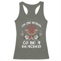 Tis The Season To Be The Heathen Racerback Tank Top Pagan Christmas Yule Holiday Pentagram - Wonder Print Shop