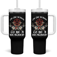 Tis The Season To Be The Heathen Tumbler With Handle Pagan Christmas Yule Holiday Pentagram - Wonder Print Shop