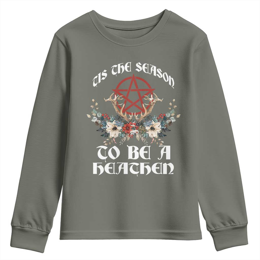 Tis The Season To Be The Heathen Youth Sweatshirt Pagan Christmas Yule Holiday Pentagram - Wonder Print Shop