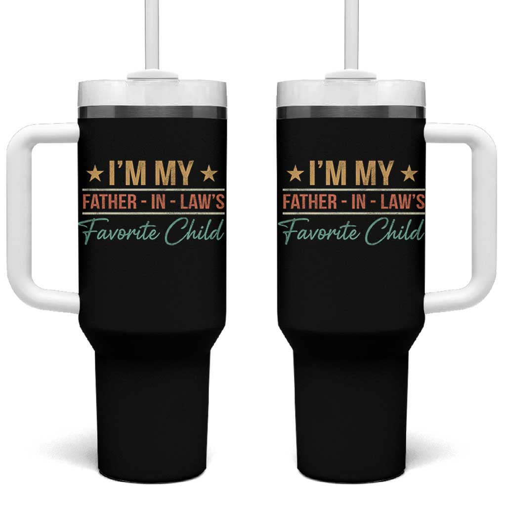 I Am My Father In Laws Favorite Child Tumbler With Handle Funny Parent - Wonder Print Shop