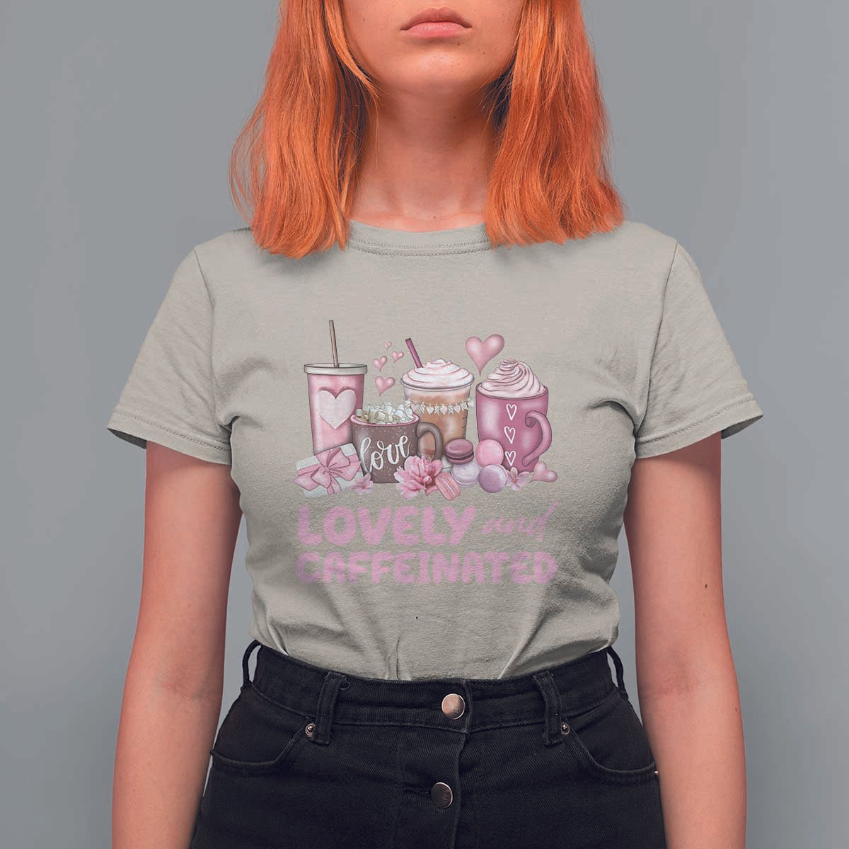 Lovely And Caffeinated Coffee Valentine T Shirt For Women