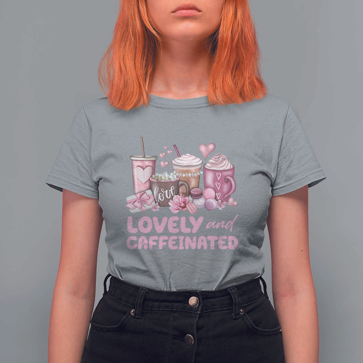 Lovely And Caffeinated Coffee Valentine T Shirt For Women