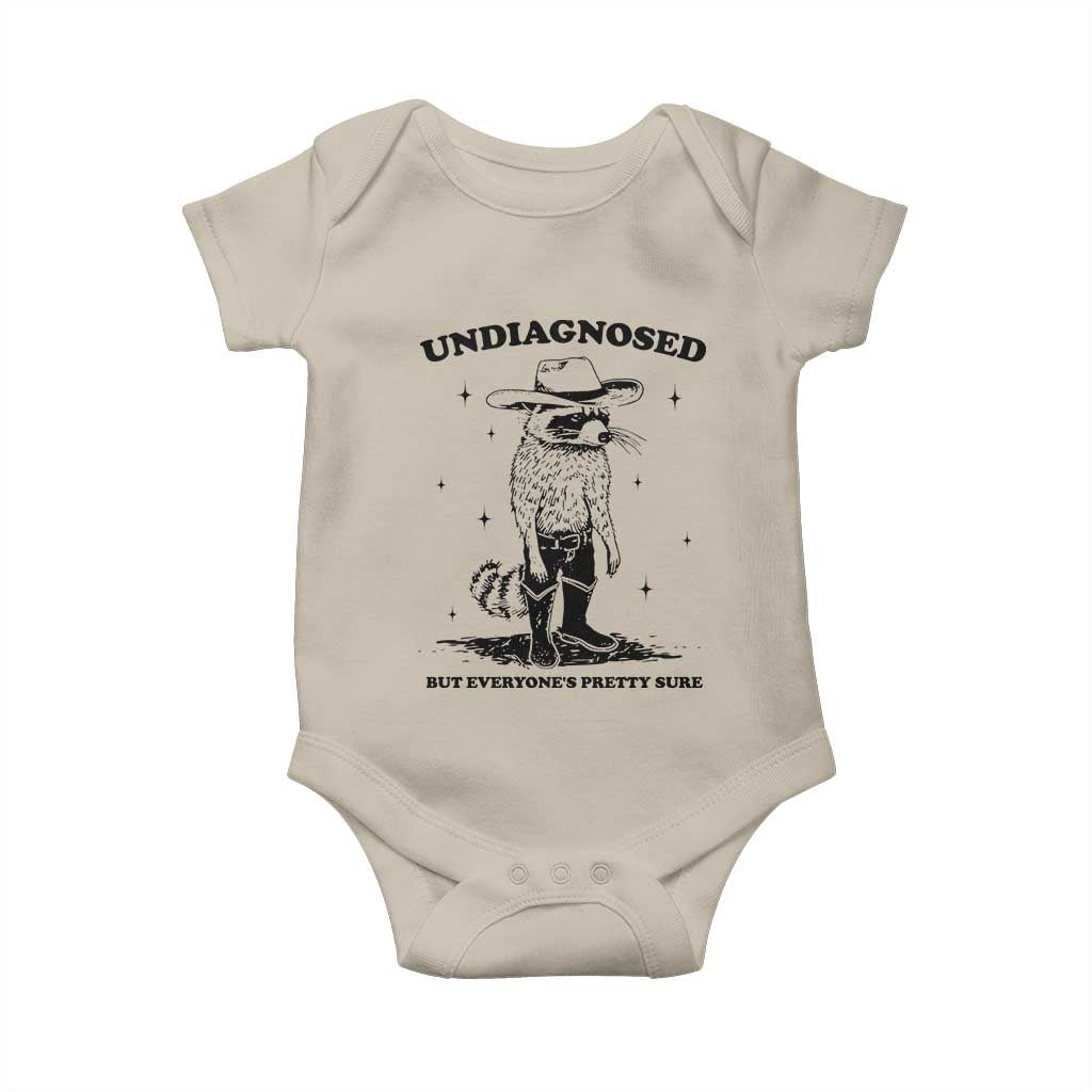 Funny Undiagnosed But Everyone's Pretty Sure Baby Onesie Cowboy Racoon