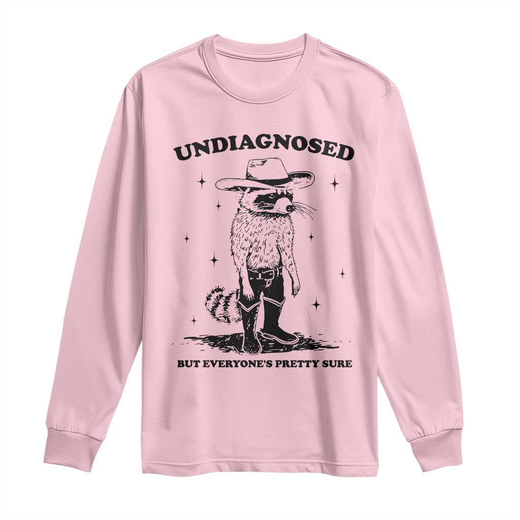 Funny Undiagnosed But Everyone's Pretty Sure Long Sleeve Shirt Cowboy Racoon