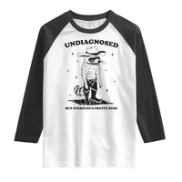 Funny Undiagnosed But Everyone's Pretty Sure Raglan Shirt Cowboy Racoon