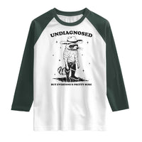Funny Undiagnosed But Everyone's Pretty Sure Raglan Shirt Cowboy Racoon