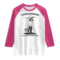 Funny Undiagnosed But Everyone's Pretty Sure Raglan Shirt Cowboy Racoon
