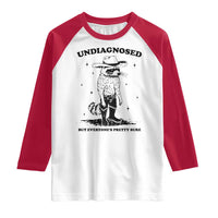 Funny Undiagnosed But Everyone's Pretty Sure Raglan Shirt Cowboy Racoon