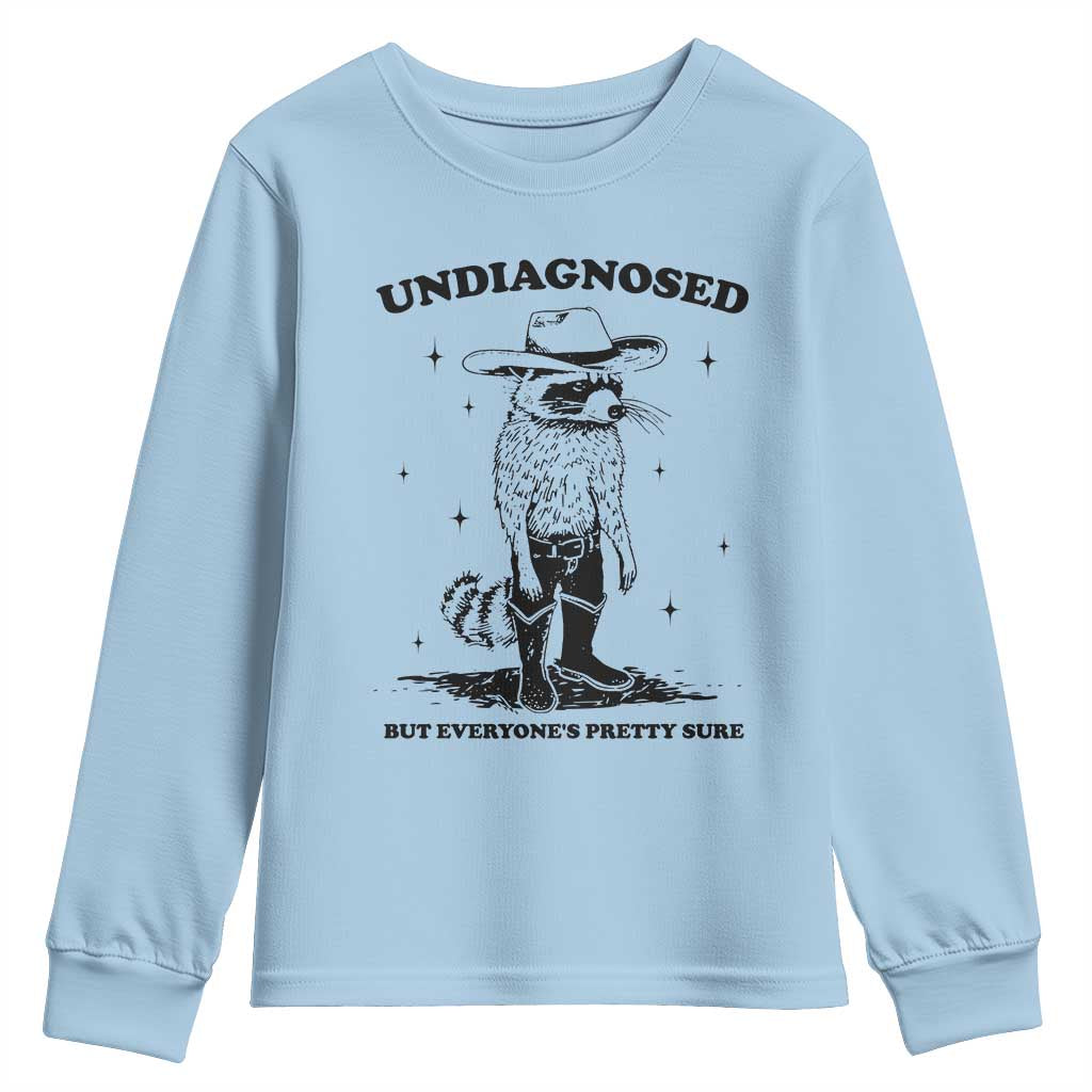 Funny Undiagnosed But Everyone's Pretty Sure Youth Sweatshirt Cowboy Racoon