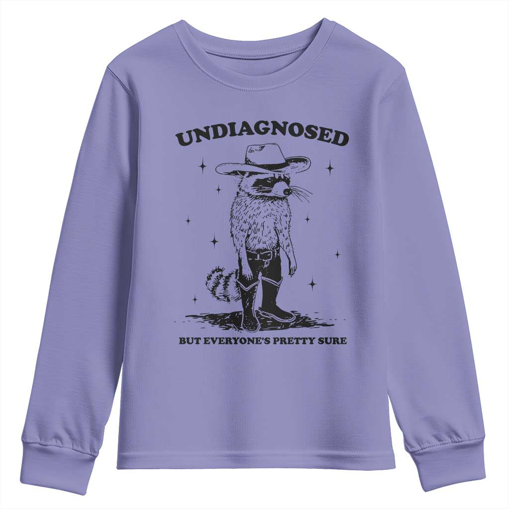 Funny Undiagnosed But Everyone's Pretty Sure Youth Sweatshirt Cowboy Racoon