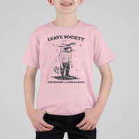 Funny Leave Society And Become A Lone Ranger T Shirt For Kid Cowboy Racoon