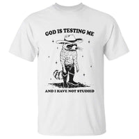 Funny God Is Testing Me And I Have Not Studied T Shirt Cowboy Racoon