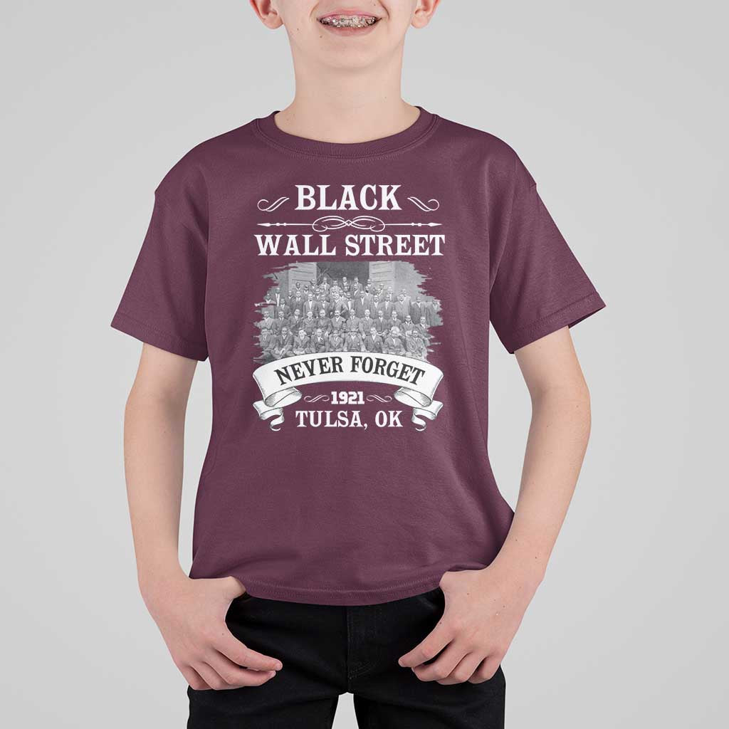 Never Forget Black Wall Street 1921 T Shirt For Kid Tulsa Oklahoma Black History Month