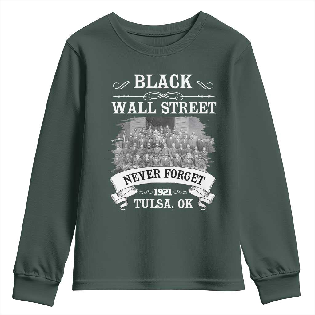 Never Forget Black Wall Street 1921 Youth Sweatshirt Tulsa Oklahoma Black History Month