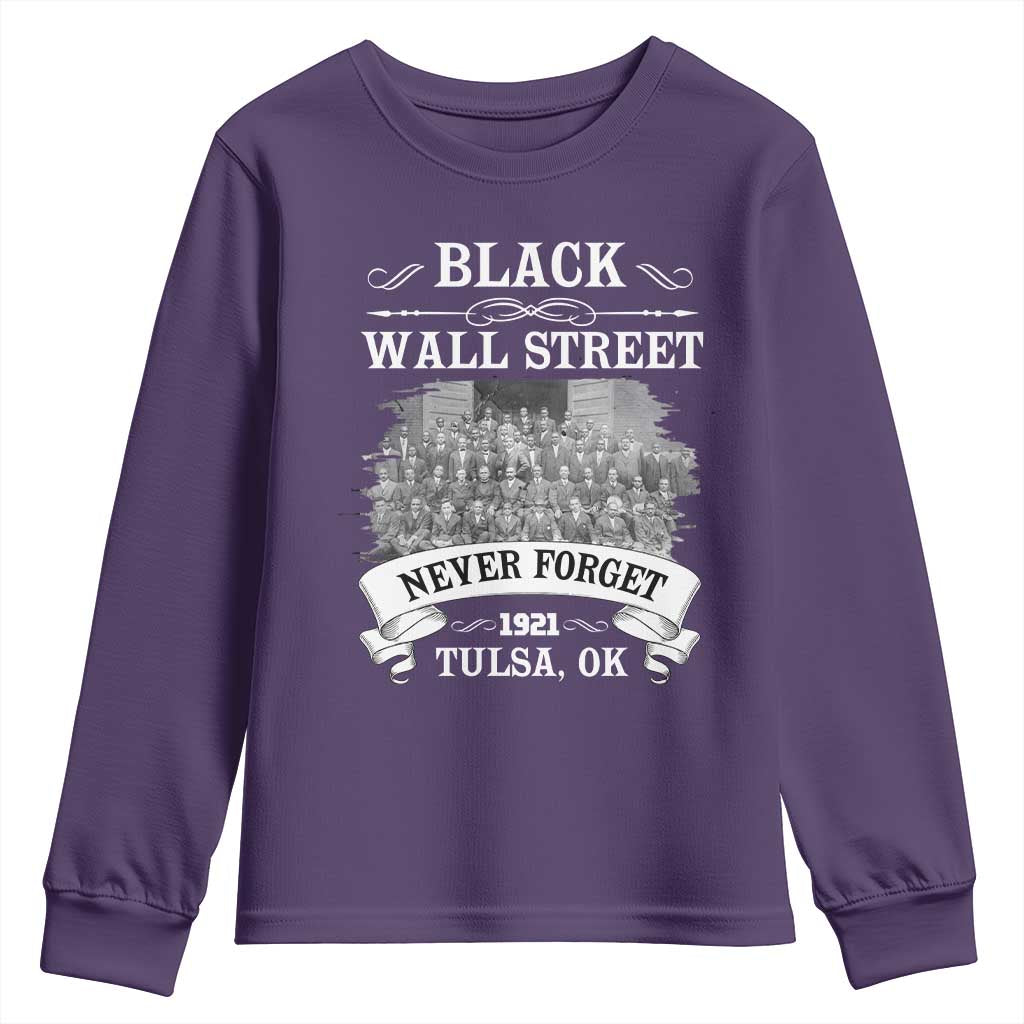 Never Forget Black Wall Street 1921 Youth Sweatshirt Tulsa Oklahoma Black History Month