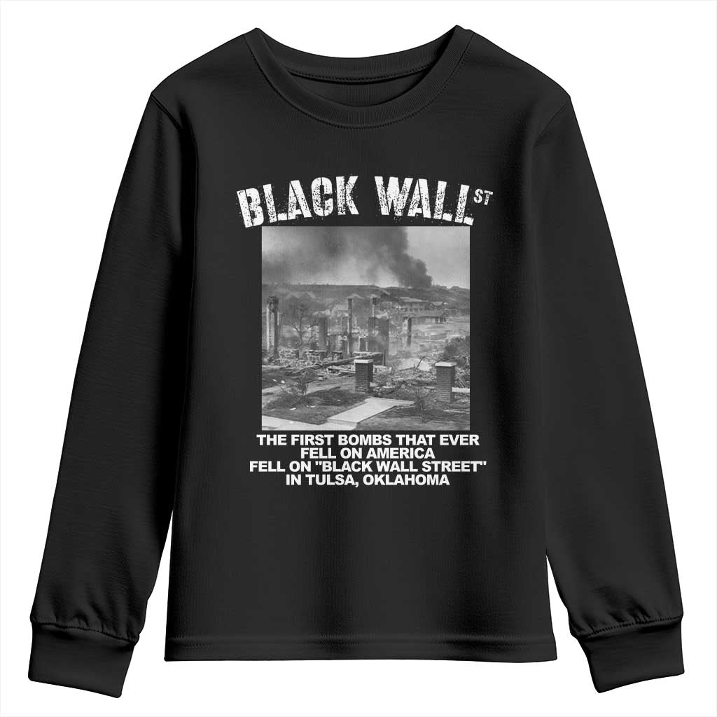 Black Wall Street First Bombs Youth Sweatshirt Tulsa Oklahoma Black History Month